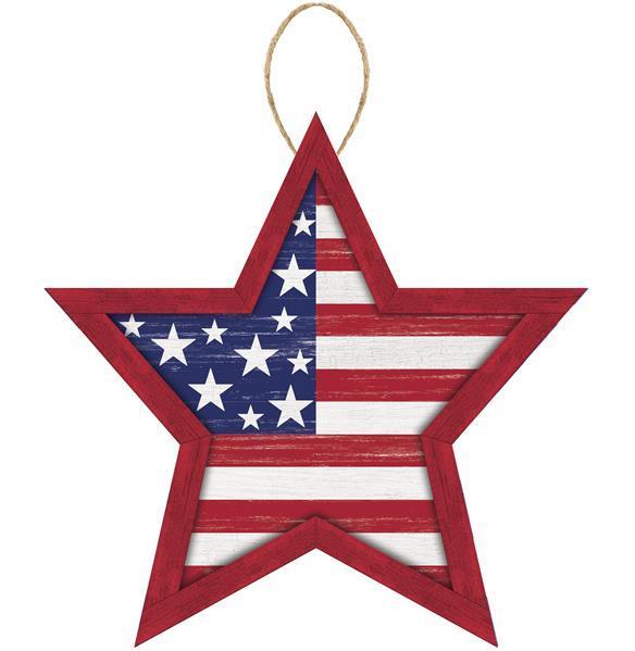 12"LX11.75"H MDF STARS AND STRIPES SIGN - AP8704