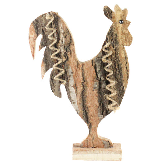 13.5"H OAK BARK ROOSTER - NATURAL BROWN - AW9315