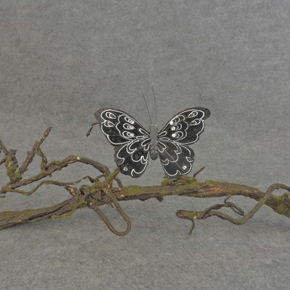 4.25" BLACK BUTTERFLY  WITH CLIP & GEMS    - BN512