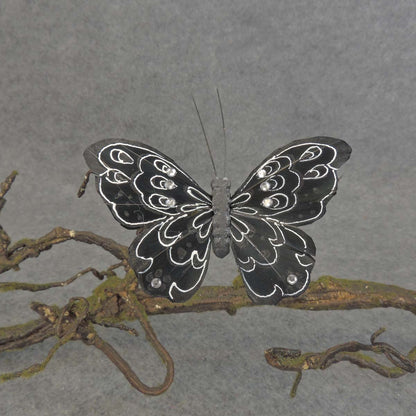 4.25" BLACK BUTTERFLY  WITH CLIP & GEMS    - BN512