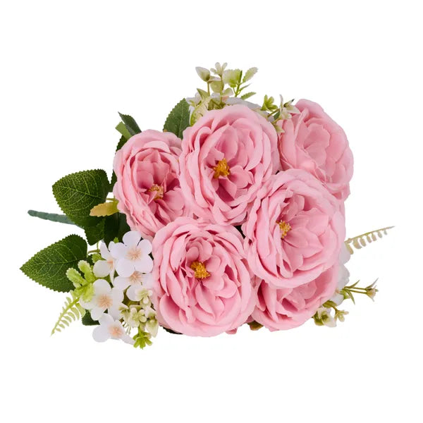 19"L CABBAGE ROSE/FLOWER BUSH X11- LIGHT PINK- FB196215