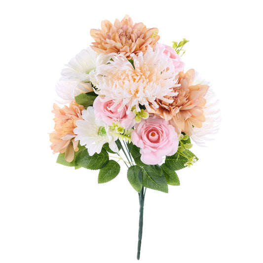 20"L DAHLIA/MUM/DAISY BUSH X14 - PEACH/PINK/CREAM - FB197571