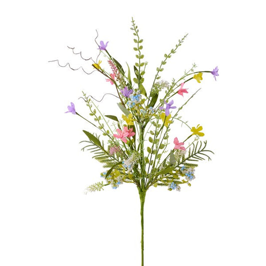 24"L FABRIC FLOWER/EVA LEAF/BEADS SPRAY - PINK/YELLOW/LAVENDER - FH807168