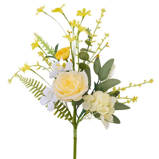 19"L ROSE/HYDRANGEA FLOWER SPRAY - YELLOW - FH814729