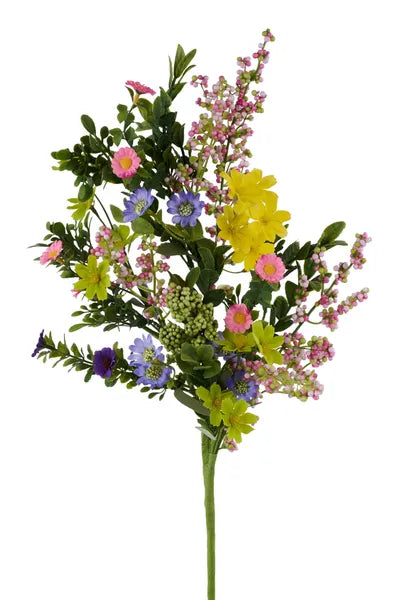 28"L FLOWER/BOXWOOD/EUCALYPTUS SPRAY -YELLOW/PINK/PRPL/GRN/LAV -FH824788