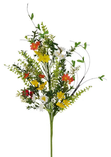 28"L DAISY/ROSE/SEED BERRY/LEAF SPRAY -RED/ORANGE/YLLW/CREAM/GRN -FH824989