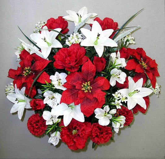 PEONY/LILY MIXED BUSH X 40 - GPB195X-XMAS RD/CM