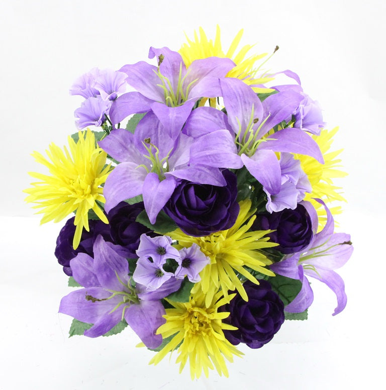 LILY/MUM/RANUN MIXED BUSH X 24 - GPB20333-LAV/YW/PUR