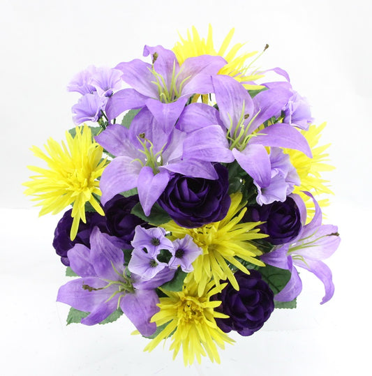LILY/MUM/RANUN MIXED BUSH X 24 - GPB20333-LAV/YW/PUR