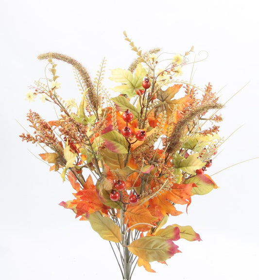 MIXED FALL BUSH X 18  - GPB20448 - ORANGE AND GREEN MIX