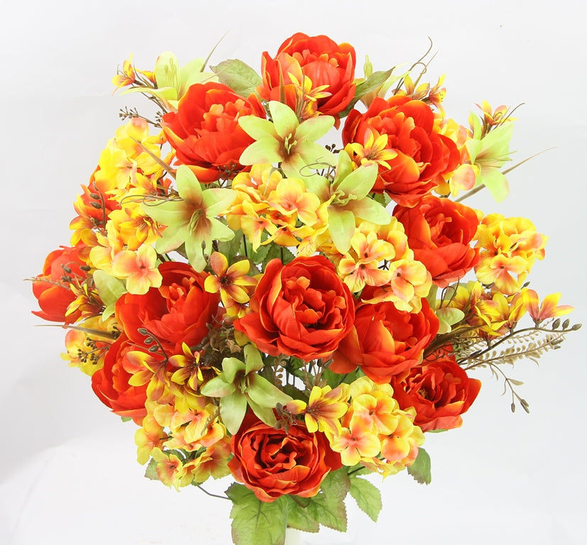28° PEONY/HYDRA MIXED BUSH X 36 - GPB23309-OR/YW/SAGE