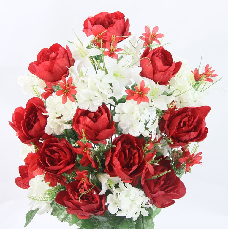 28° PEONY/HYDRA MIXED BUSH X 36 - GPB23309-RD/CM