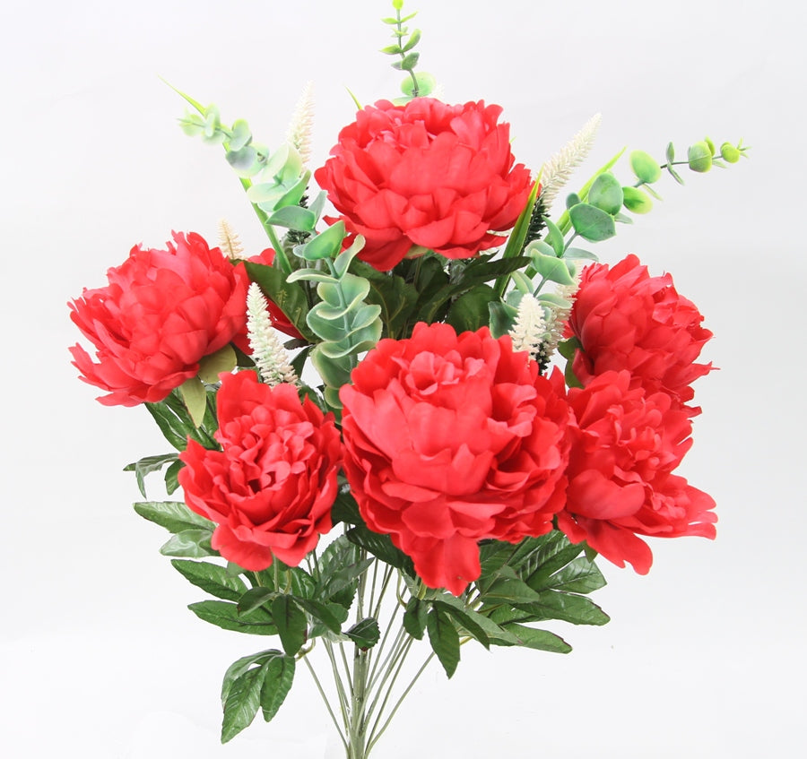 28" PEONY/EUCALYPTUS MIXED BUSH X 18 - GPB243124-RED