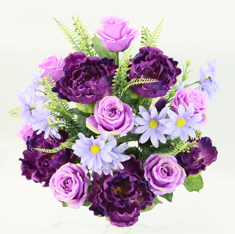 PEONY/ROSE/DAISY MIXED BUSH X 24 - GPB25304-GRA/ORC/PER 21°