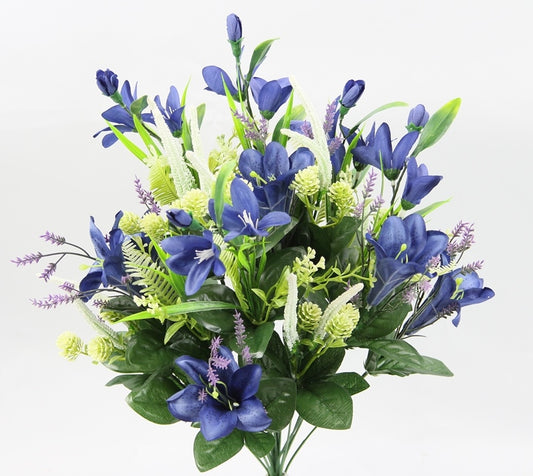 22" LILY W/PLASTIC FILLER MIXED BUSH X 18 - GPB253128-BLUE