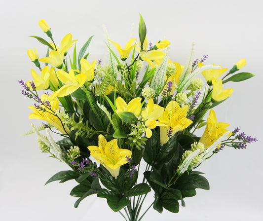 22" LILY W/PLASTIC FILLER MIXED BUSH X 18 - GP8253128-YELLOW
