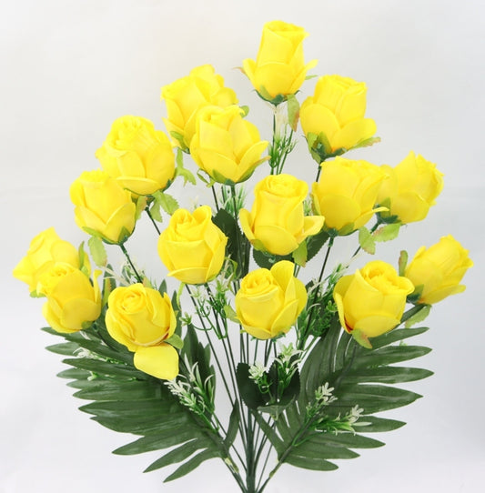 27" ROSE BUD BUSH X 18 - GPB25352-YELLOW