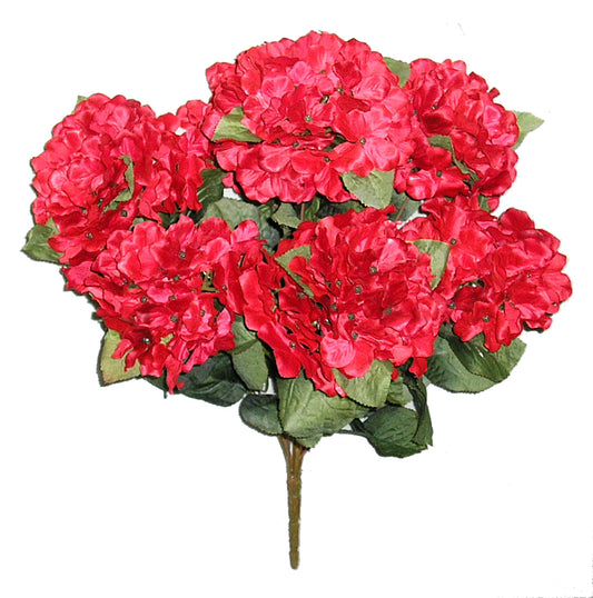 SATIN HYDRANGEA BUSH X 7  - GPB730-RED