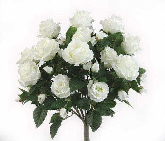 ROSE BUSH X 5 W/15 FLOWERS - GPB7338-WHITE