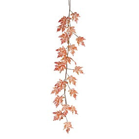 63"L GLITTER MAPLE LEAF GARLAND - RUST/ORANGE/YELLOW/GREEN - HA1748