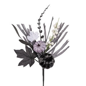 16"L PUMPKIN/BERRY/LEAF/GRASS PICK - BLACK/WHITE/GREY - HA180880