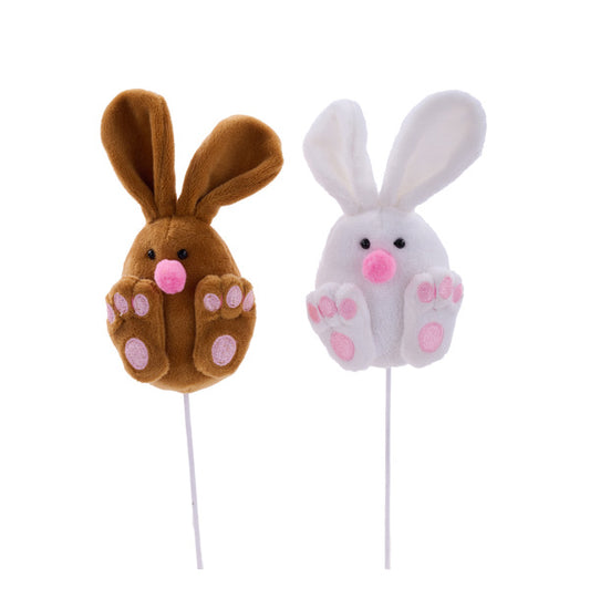 12"L SITTING BUNNY PICK -BROWN OR WHITE - HE425299