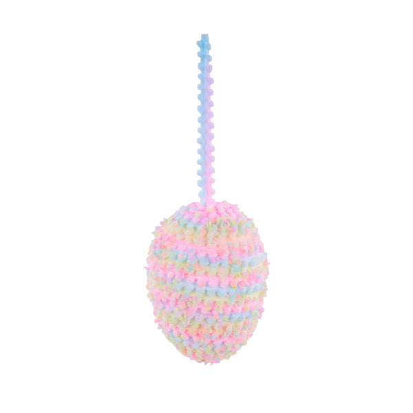 5"H X 4"DIA MINI POMPOM/GLITTER EGG - MULTI - HE619917