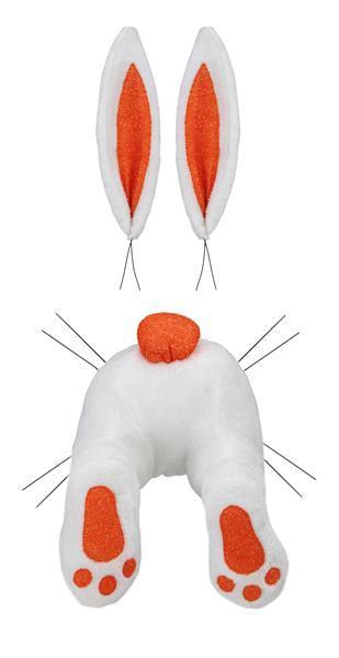 25"HX12"LX9"W WHITE AND ORANGE BUNNY BUTT WREATH ATTACHMENT KIT - HE724820