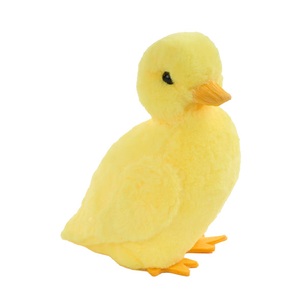 8.25"HX6.5"L FAUX FUR STANDING DUCKLING - YELLOW/ORANGE - HE735629