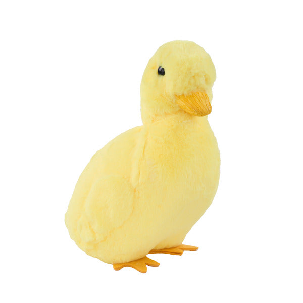 11"H X 7.5"L FAUX FUR STANDING DUCKLING - YELLOW/ORANGE - HE735729