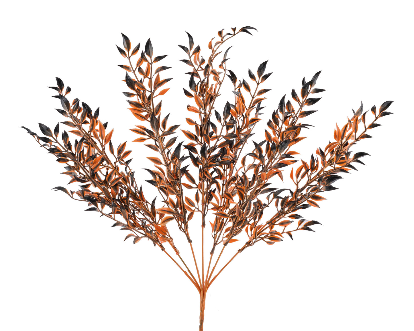 17.25"L PLASTIC LEAF BUSH X7 - ORANGE/BLACK - HH129853