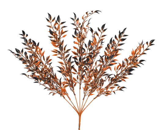 17.25"L PLASTIC LEAF BUSH X7 - ORANGE/BLACK - HH129853