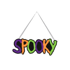 13.25"LX 5"H FELT SPOOKY SIGN - BLACK/ORNG/LIME/PURPLE - HH755758