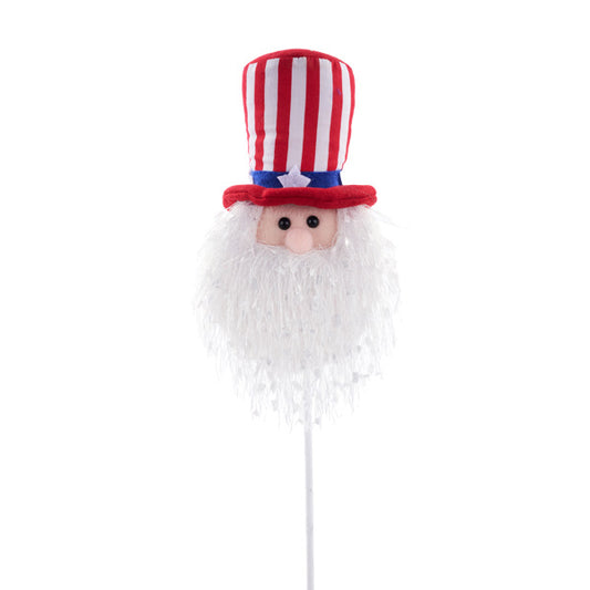 20"L VELVET UNCLE SAM HEAD PICK - RED/WHITE/BLUE - HJ1107