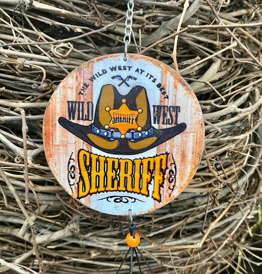 28" WESTERN-STYLE BAMBOO WIND CHIME "SHERIFF"-81504-HAT