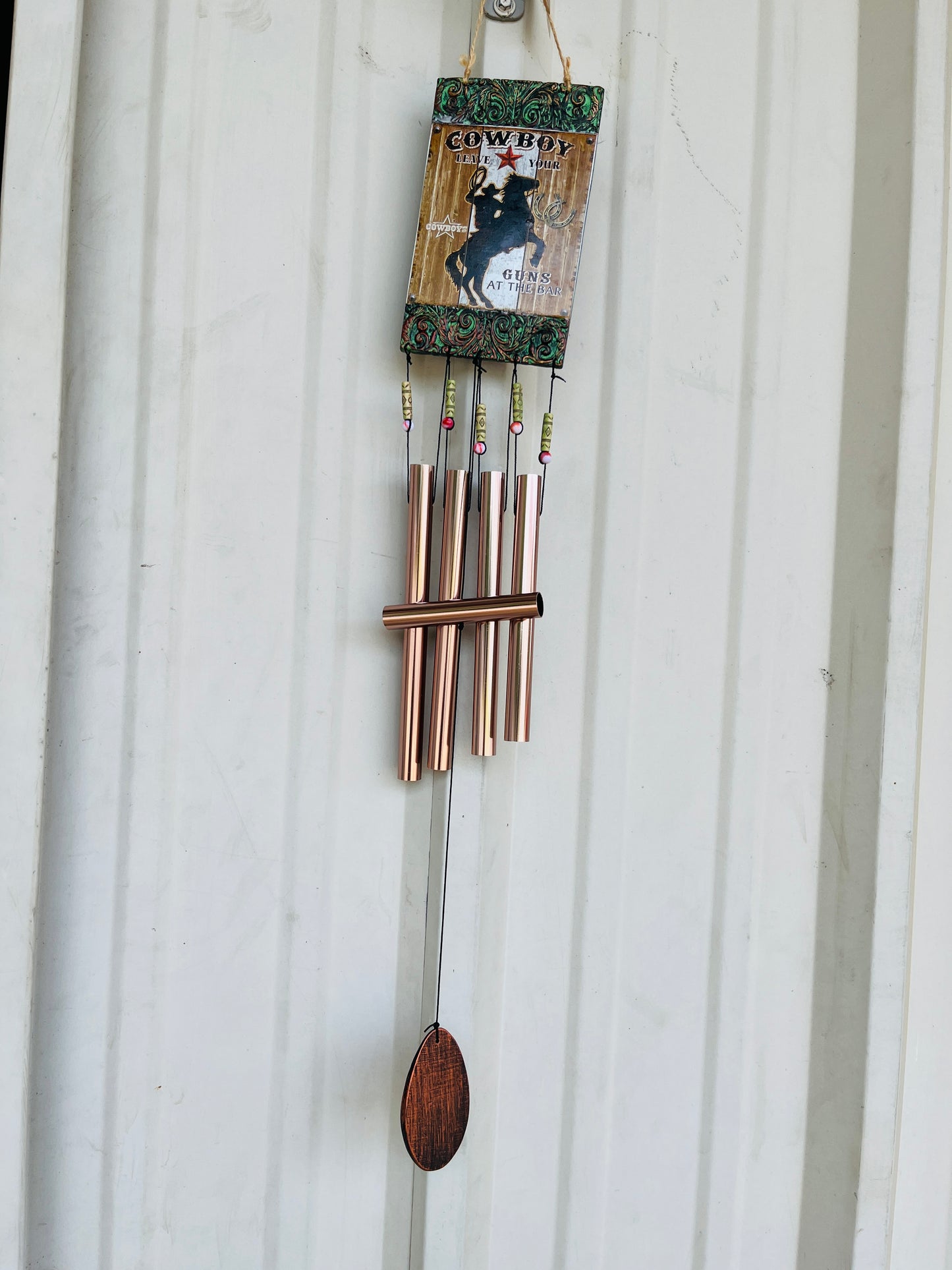 30" WESTERN THEMED CERAMIC WIND CHIME-"COWBOY" ON HORSE-81505-COWBOY