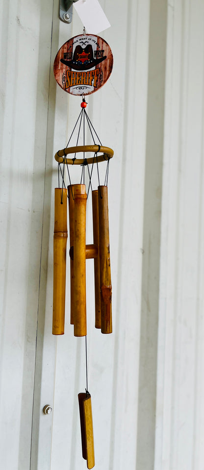 28" WESTERN-STYLE BAMBOO WIND CHIME "SHERIFF"-81504-HAT