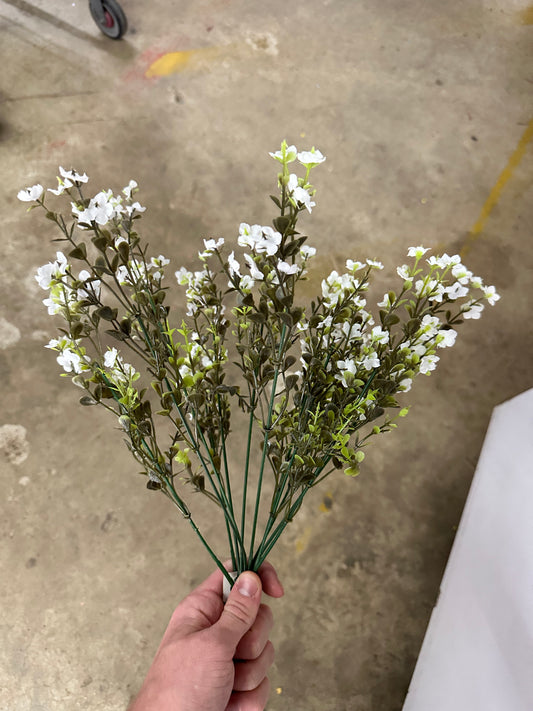 16" Small White Flower Filler Bush - 76630