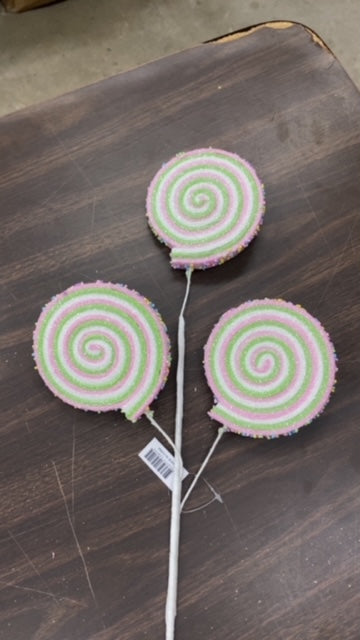Sprinkle Swirl Lollipop Pick-Pink/Green-25812