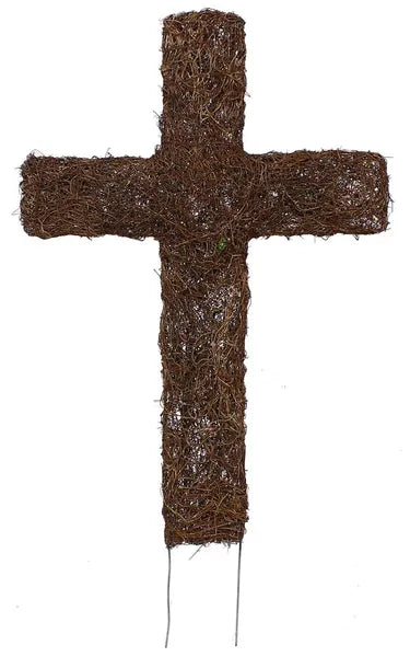 18.75"H ANGEL VINE CROSS W/4"STAKE-BROWN-KC2079