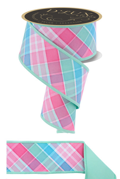 2.5"X10YD D'LUX BOLD PLAID/FUSED - LT TEAL/PINK/MINT - LX1111YR