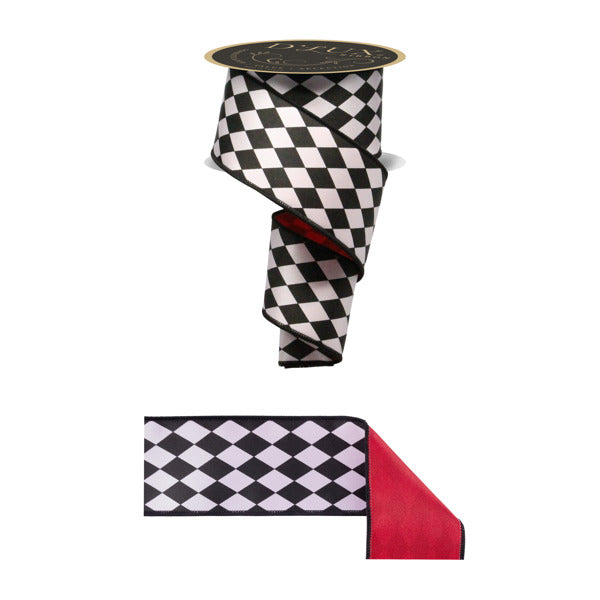 2.5"X10YD D'LUX HARLEQUIN/FUSED - WHITE/BLACK/RED - LX3053MA