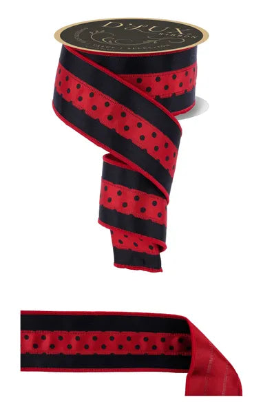 2.5"X10YD 3-IN-1 POLKA DOT/FUSED- RED/BLACK- LX3079MA