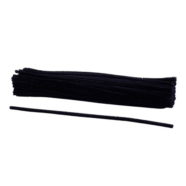 12"L X 6MM CHENILLE STEMS - 100EA/BX, BLACK - MA200102