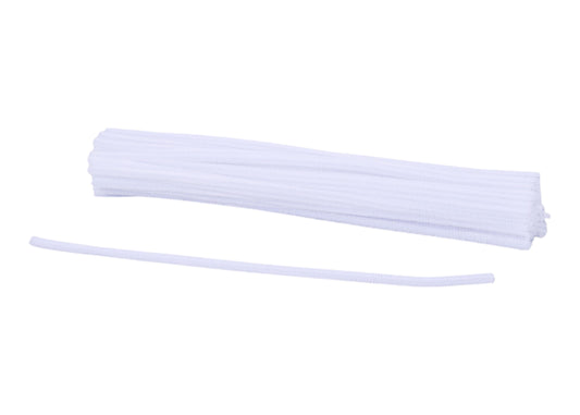 12"L X 6MM CHENILLE STEMS - 100EA/BX, WHITE - MA200127