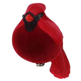 7"L CHUBBY FEATHER CARDINAL - W/CLIP, RED - MB0498