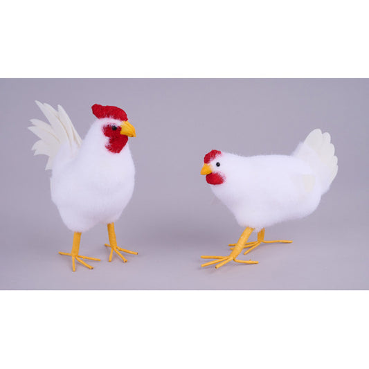 2 ASST 6"-7.5"H ROOSTER/CHICKEN - WHITE/RED/YELLOW - MB5391