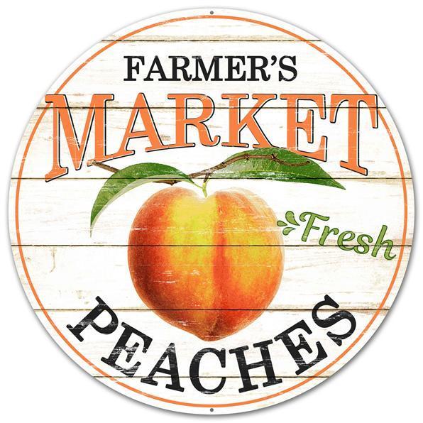 12"DIA FARMER'S MARKET FRESH PEACHES SIGN - MD0339