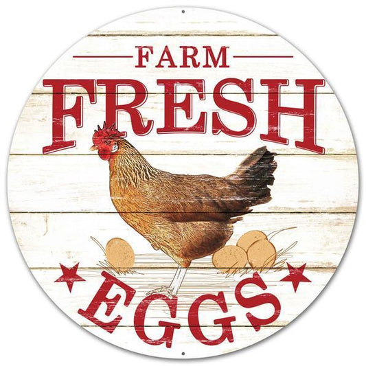 12"DIA FARM FRESH EGGS SIGN - MD0346