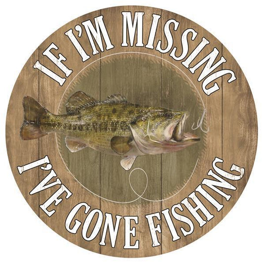 12"DIA METAL GONE FISHING SIGN - MD0490